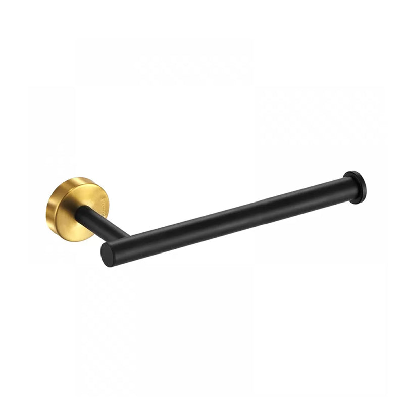 Modern Stainless Steel Bathroom Hardware Set Brushed Chrome Towel Bar/Ring & Robe Hooks Black/ Gold Toilet Paper Holder (13"L) Clearhalo 'Bathroom Hardware Sets' 'Bathroom Hardware' 'Bathroom Remodel & Bathroom Fixtures' 'bathroom_hardware_sets' 'Home Improvement' 'home_improvement' 'home_improvement_bathroom_hardware_sets' 6550816