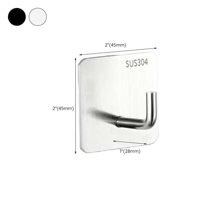 Modern Stainless Steel Bathroom Hardware Set Brushed Chrome Towel Bar/Ring & Robe Hooks Clearhalo 'Bathroom Hardware Sets' 'Bathroom Hardware' 'Bathroom Remodel & Bathroom Fixtures' 'bathroom_hardware_sets' 'Home Improvement' 'home_improvement' 'home_improvement_bathroom_hardware_sets' 6550826