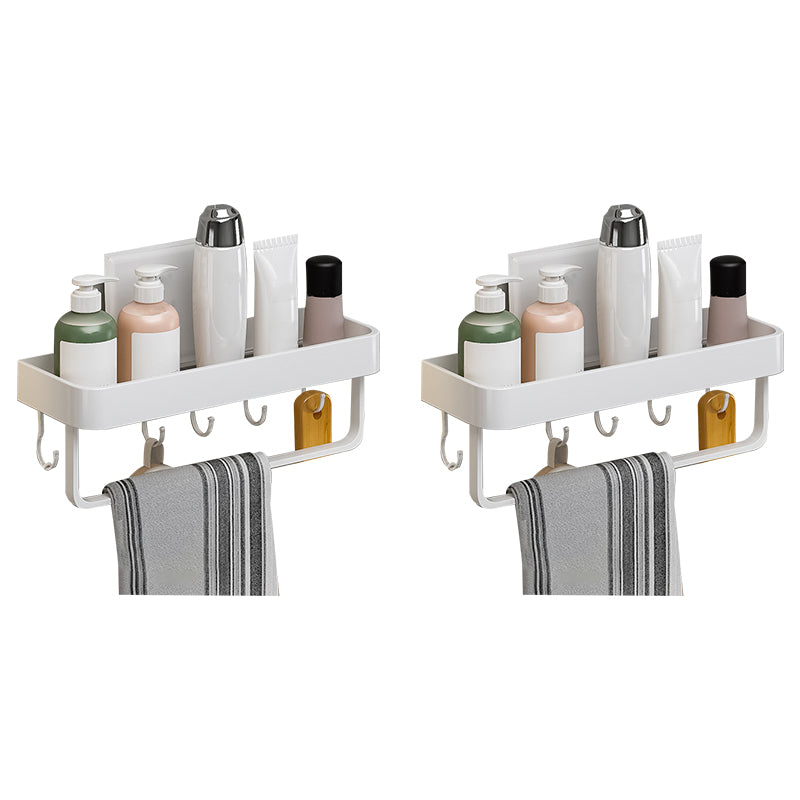 Contemporary Bathroom Accessory Set Metal Bath Shelf in White 2 Piece Set Bath Shelf (with 12"L Rod) Clearhalo 'Bathroom Hardware Sets' 'Bathroom Hardware' 'Bathroom Remodel & Bathroom Fixtures' 'bathroom_hardware_sets' 'Home Improvement' 'home_improvement' 'home_improvement_bathroom_hardware_sets' 6550830