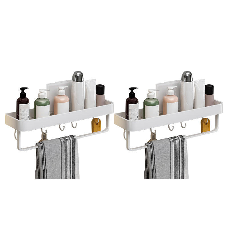 Contemporary Bathroom Accessory Set Metal Bath Shelf in White 2 Piece Set Bath Shelf (with 16"L Rod) Clearhalo 'Bathroom Hardware Sets' 'Bathroom Hardware' 'Bathroom Remodel & Bathroom Fixtures' 'bathroom_hardware_sets' 'Home Improvement' 'home_improvement' 'home_improvement_bathroom_hardware_sets' 6550834