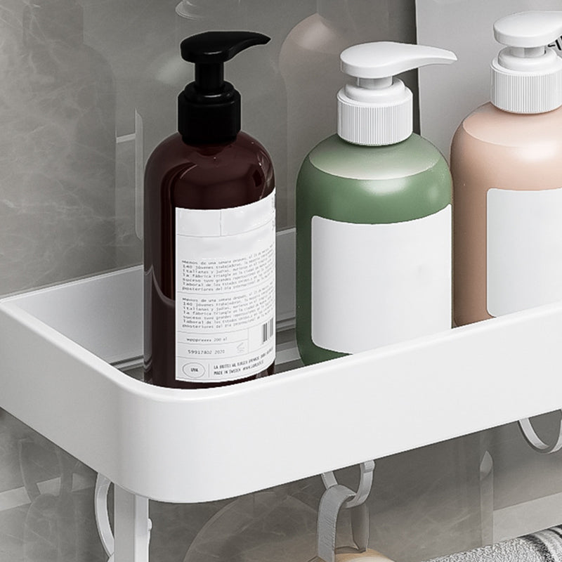 Contemporary Bathroom Accessory Set Metal Bath Shelf in White Clearhalo 'Bathroom Hardware Sets' 'Bathroom Hardware' 'Bathroom Remodel & Bathroom Fixtures' 'bathroom_hardware_sets' 'Home Improvement' 'home_improvement' 'home_improvement_bathroom_hardware_sets' 6550835