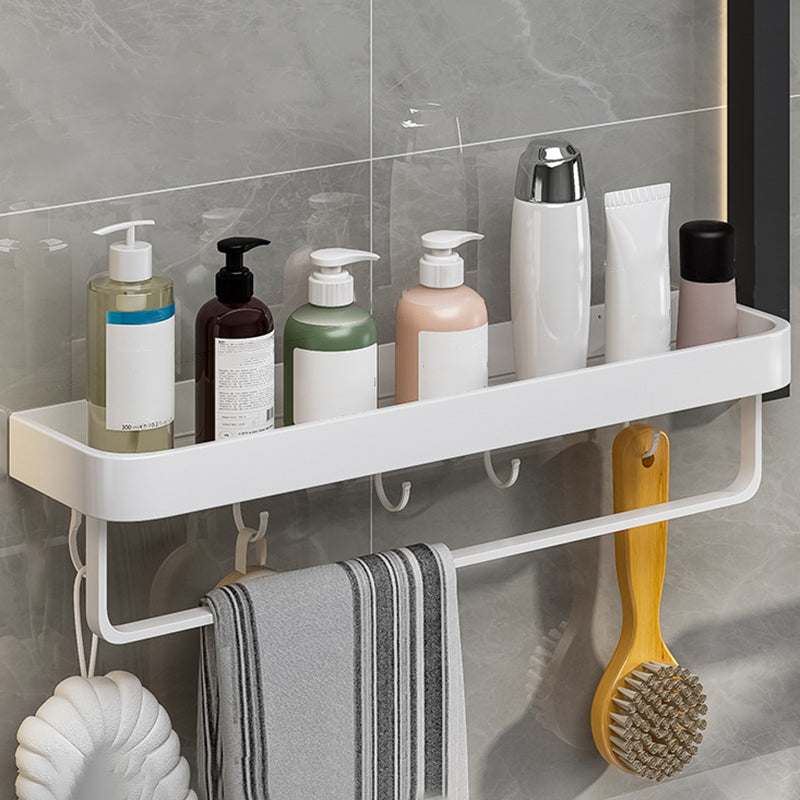 Contemporary Bathroom Accessory Set Metal Bath Shelf in White 1 Piece Bath Shelf (with 20"L Rod) Clearhalo 'Bathroom Hardware Sets' 'Bathroom Hardware' 'Bathroom Remodel & Bathroom Fixtures' 'bathroom_hardware_sets' 'Home Improvement' 'home_improvement' 'home_improvement_bathroom_hardware_sets' 6550836