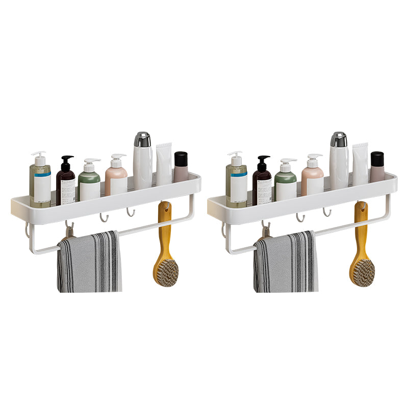 Contemporary Bathroom Accessory Set Metal Bath Shelf in White 2 Piece Set Bath Shelf (with 20"L Rod) Clearhalo 'Bathroom Hardware Sets' 'Bathroom Hardware' 'Bathroom Remodel & Bathroom Fixtures' 'bathroom_hardware_sets' 'Home Improvement' 'home_improvement' 'home_improvement_bathroom_hardware_sets' 6550837