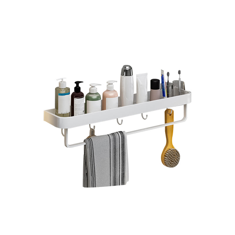 Contemporary Bathroom Accessory Set Metal Bath Shelf in White 1 Piece Bath Shelf (with Bar 24"L) Clearhalo 'Bathroom Hardware Sets' 'Bathroom Hardware' 'Bathroom Remodel & Bathroom Fixtures' 'bathroom_hardware_sets' 'Home Improvement' 'home_improvement' 'home_improvement_bathroom_hardware_sets' 6550844