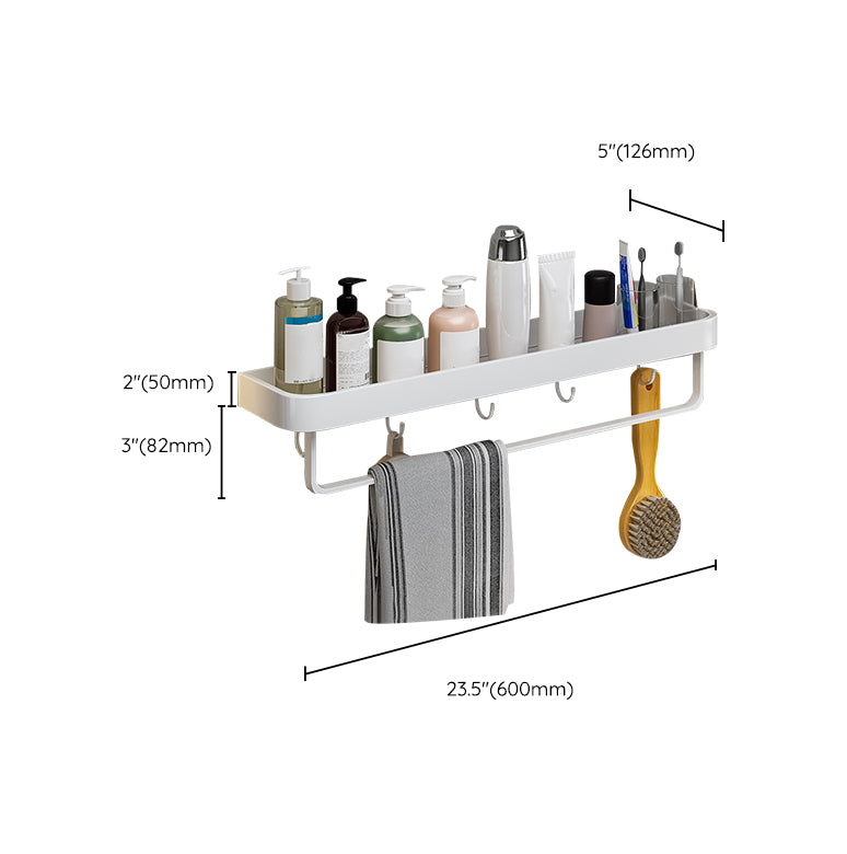 Contemporary Bathroom Accessory Set Metal Bath Shelf in White Clearhalo 'Bathroom Hardware Sets' 'Bathroom Hardware' 'Bathroom Remodel & Bathroom Fixtures' 'bathroom_hardware_sets' 'Home Improvement' 'home_improvement' 'home_improvement_bathroom_hardware_sets' 6550868