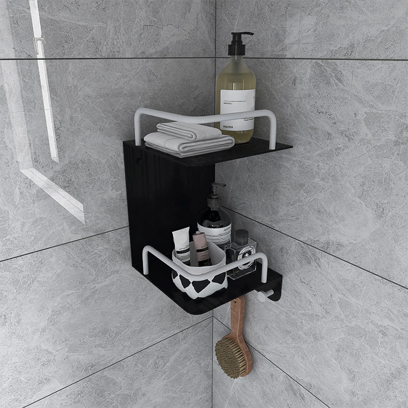 Black 6-Piece Bathroom Accessory Set Modern Shower Curtain Rod / Robe Hook and Towel Bar Clearhalo 'Bathroom Hardware Sets' 'Bathroom Hardware' 'Bathroom Remodel & Bathroom Fixtures' 'bathroom_hardware_sets' 'Home Improvement' 'home_improvement' 'home_improvement_bathroom_hardware_sets' 6550878