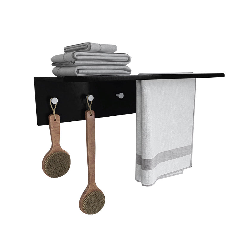 Black 6-Piece Bathroom Accessory Set Modern Shower Curtain Rod / Robe Hook and Towel Bar Clearhalo 'Bathroom Hardware Sets' 'Bathroom Hardware' 'Bathroom Remodel & Bathroom Fixtures' 'bathroom_hardware_sets' 'Home Improvement' 'home_improvement' 'home_improvement_bathroom_hardware_sets' 6550882