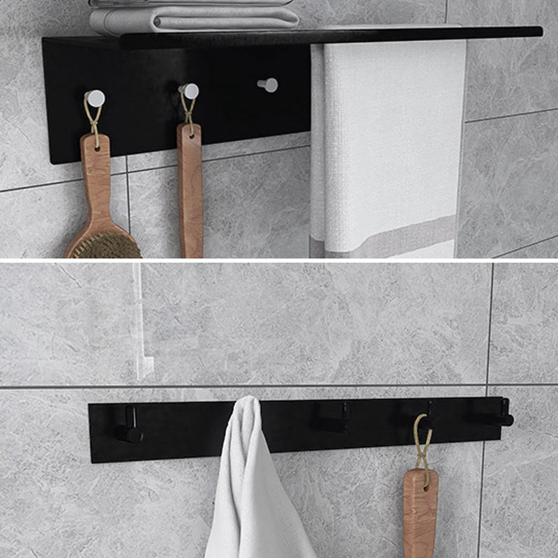 Black 6-Piece Bathroom Accessory Set Modern Shower Curtain Rod / Robe Hook and Towel Bar Towel Rack with Towel Bar Clearhalo 'Bathroom Hardware Sets' 'Bathroom Hardware' 'Bathroom Remodel & Bathroom Fixtures' 'bathroom_hardware_sets' 'Home Improvement' 'home_improvement' 'home_improvement_bathroom_hardware_sets' 6550890