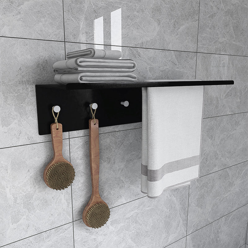 Black 6-Piece Bathroom Accessory Set Modern Shower Curtain Rod / Robe Hook and Towel Bar Single Deck Towel Rack Clearhalo 'Bathroom Hardware Sets' 'Bathroom Hardware' 'Bathroom Remodel & Bathroom Fixtures' 'bathroom_hardware_sets' 'Home Improvement' 'home_improvement' 'home_improvement_bathroom_hardware_sets' 6550894