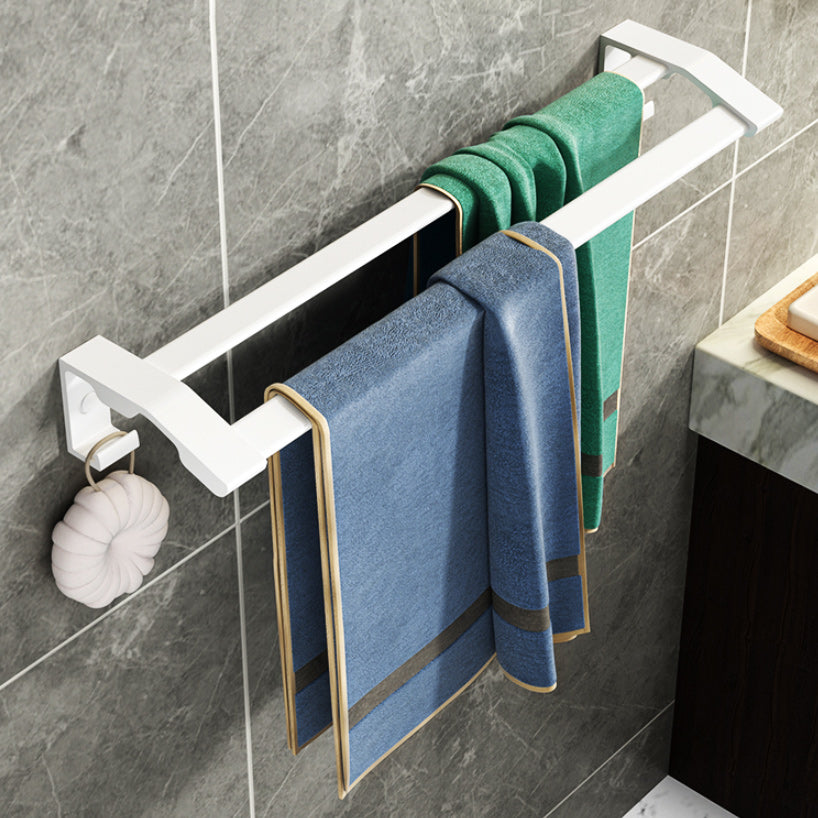 Modern White Bathroom Hardware Set Towel Bar Bath Shelf Bath Hardware Set Towel Bar (Double Rods) Clearhalo 'Bathroom Hardware Sets' 'Bathroom Hardware' 'Bathroom Remodel & Bathroom Fixtures' 'bathroom_hardware_sets' 'Home Improvement' 'home_improvement' 'home_improvement_bathroom_hardware_sets' 6550924