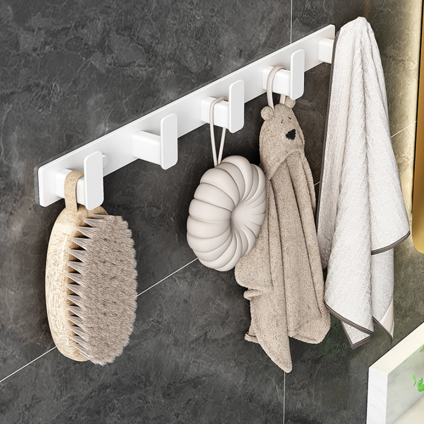 Modern White Bathroom Hardware Set Towel Bar Bath Shelf Bath Hardware Set Towel/Robe Hook (Row Hooks) Clearhalo 'Bathroom Hardware Sets' 'Bathroom Hardware' 'Bathroom Remodel & Bathroom Fixtures' 'bathroom_hardware_sets' 'Home Improvement' 'home_improvement' 'home_improvement_bathroom_hardware_sets' 6550927