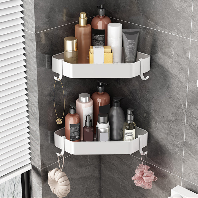 Modern White Bathroom Hardware Set Towel Bar Bath Shelf Bath Hardware Set 2-Piece Set (Triangular Bath Shelf) Clearhalo 'Bathroom Hardware Sets' 'Bathroom Hardware' 'Bathroom Remodel & Bathroom Fixtures' 'bathroom_hardware_sets' 'Home Improvement' 'home_improvement' 'home_improvement_bathroom_hardware_sets' 6550932