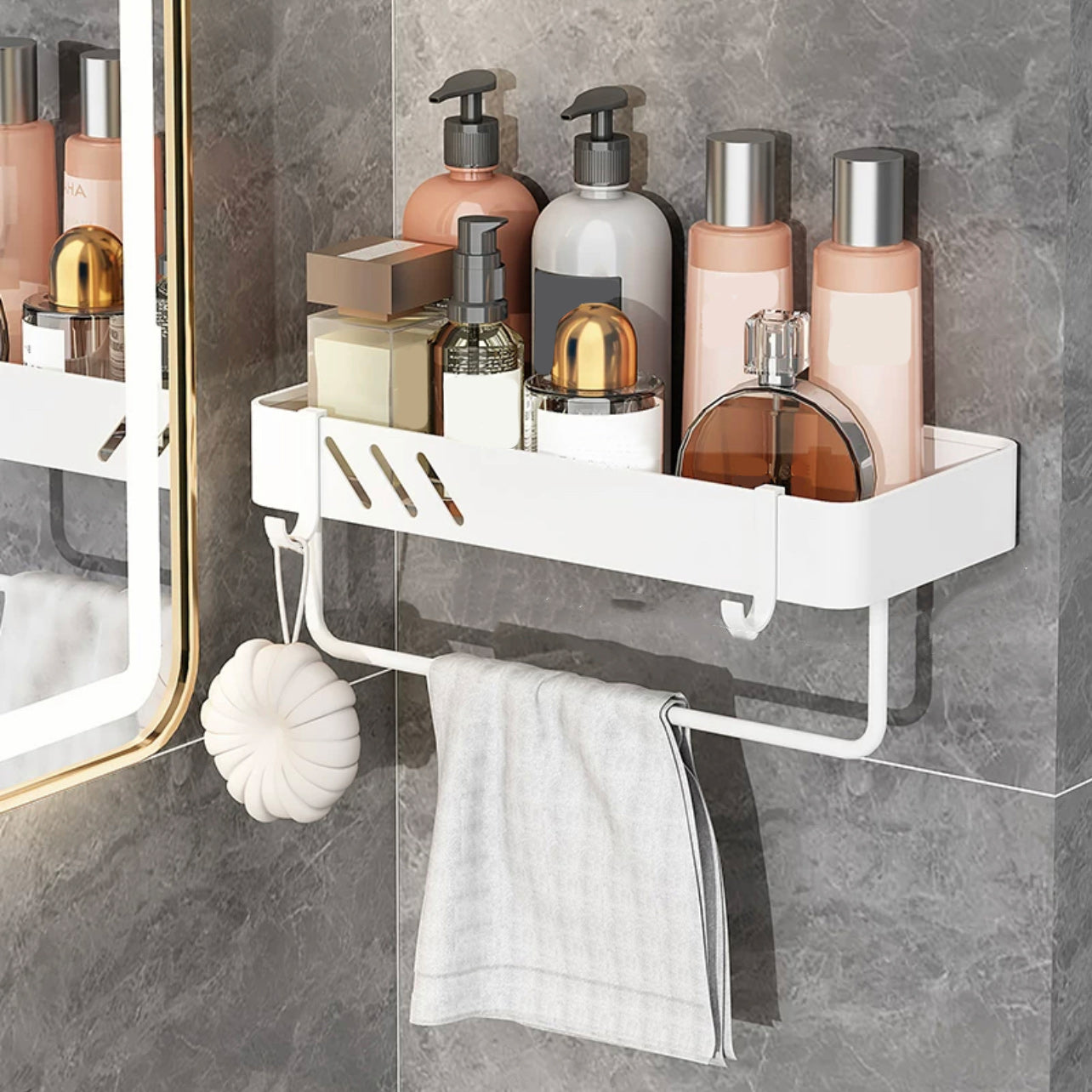 Modern White Bathroom Hardware Set Towel Bar Bath Shelf Bath Hardware Set Square Bath Shelf Clearhalo 'Bathroom Hardware Sets' 'Bathroom Hardware' 'Bathroom Remodel & Bathroom Fixtures' 'bathroom_hardware_sets' 'Home Improvement' 'home_improvement' 'home_improvement_bathroom_hardware_sets' 6550942