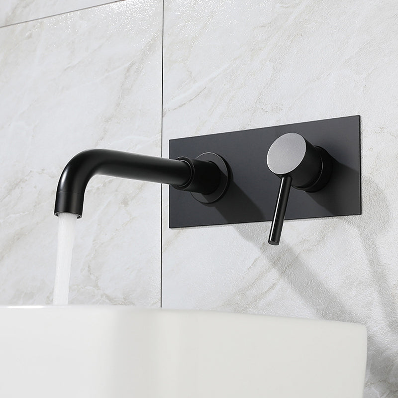 Glam Style Faucet Single Handle Wall Mounted Faucet for Bathroom Black Clearhalo 'Bathroom Remodel & Bathroom Fixtures' 'Bathroom Sink Faucets' 'Bathroom Sinks & Faucet Components' 'bathroom_sink_faucets' 'Home Improvement' 'home_improvement' 'home_improvement_bathroom_sink_faucets' 6558093
