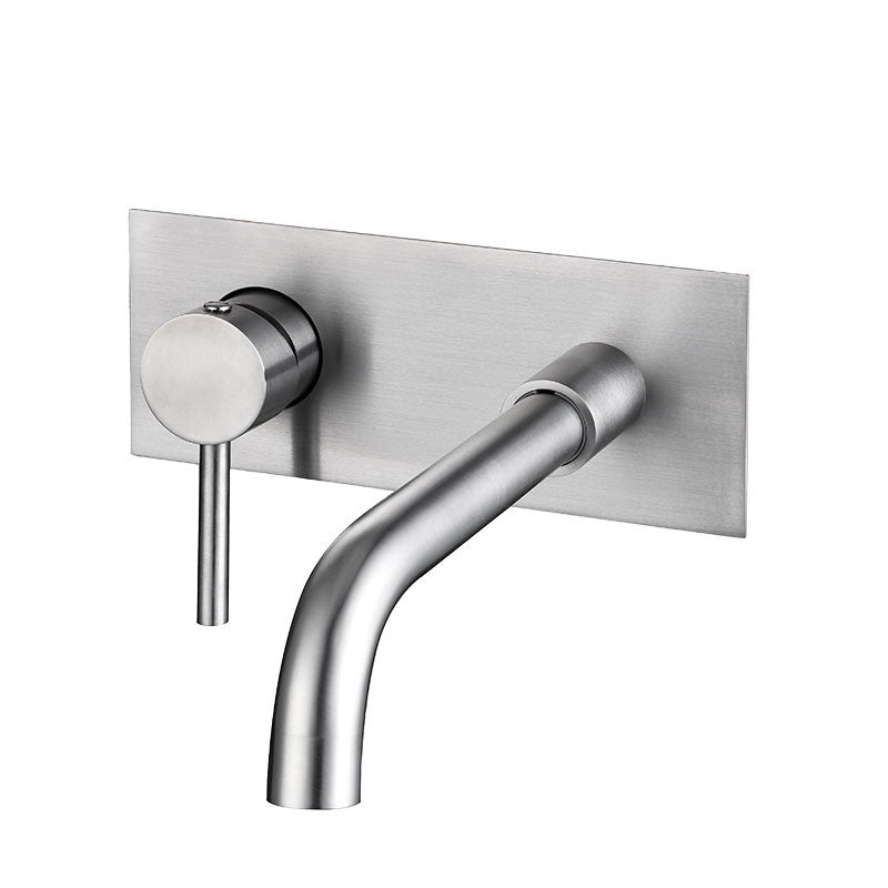 Glam Style Faucet Single Handle Wall Mounted Faucet for Bathroom Silver Clearhalo 'Bathroom Remodel & Bathroom Fixtures' 'Bathroom Sink Faucets' 'Bathroom Sinks & Faucet Components' 'bathroom_sink_faucets' 'Home Improvement' 'home_improvement' 'home_improvement_bathroom_sink_faucets' 6558095