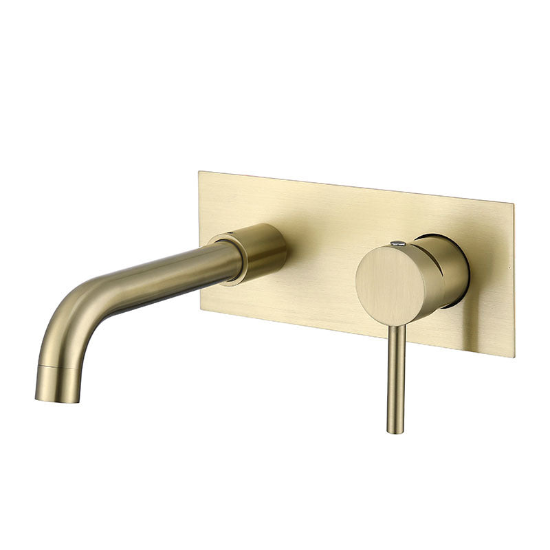 Glam Style Faucet Single Handle Wall Mounted Faucet for Bathroom Gold Clearhalo 'Bathroom Remodel & Bathroom Fixtures' 'Bathroom Sink Faucets' 'Bathroom Sinks & Faucet Components' 'bathroom_sink_faucets' 'Home Improvement' 'home_improvement' 'home_improvement_bathroom_sink_faucets' 6558096