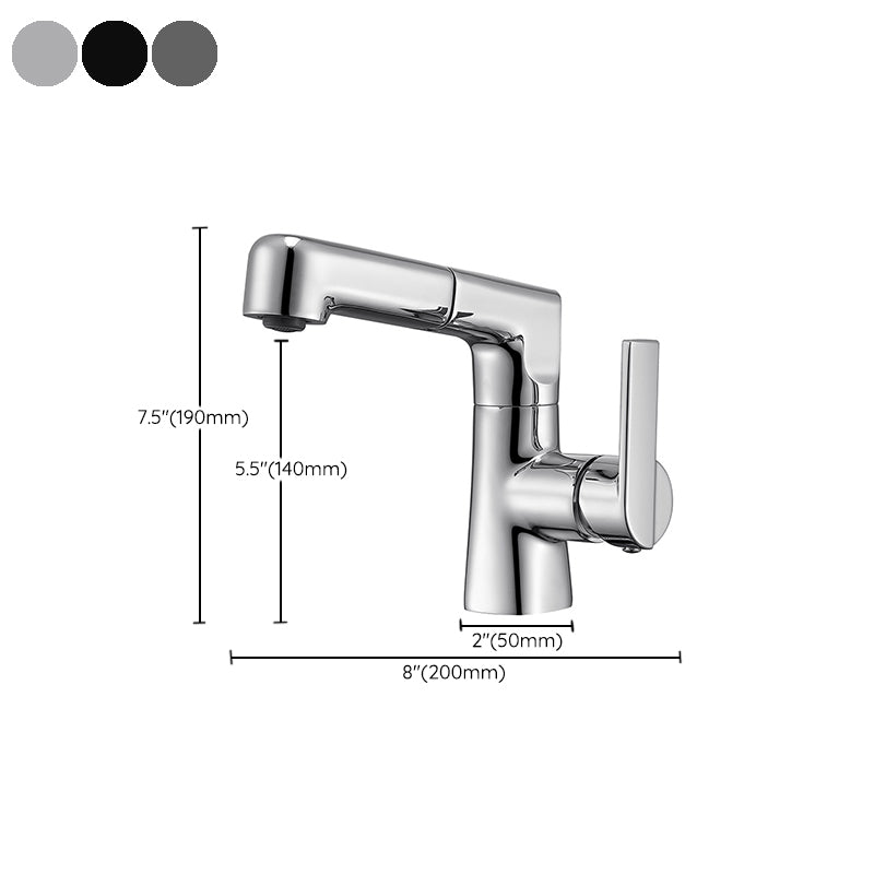 Modern Vessel Faucet Copper Pure Color Single Handle Retractable Vessel Faucet Clearhalo 'Bathroom Remodel & Bathroom Fixtures' 'Bathroom Sink Faucets' 'Bathroom Sinks & Faucet Components' 'bathroom_sink_faucets' 'Home Improvement' 'home_improvement' 'home_improvement_bathroom_sink_faucets' 6558134