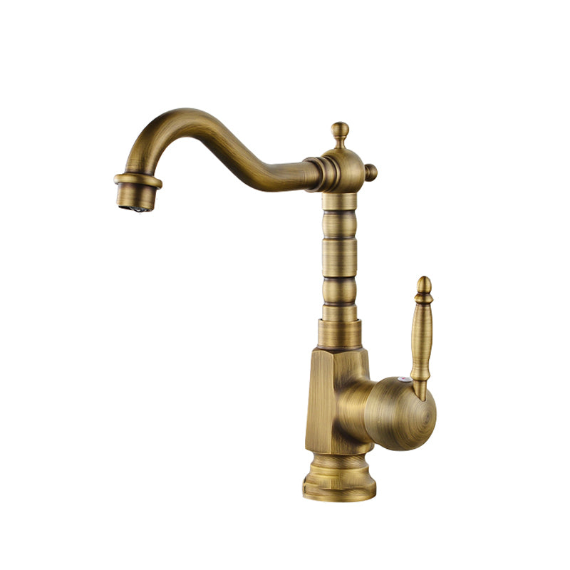 Traditional Bar Faucet with Brass Sprayer 1-Handle Kitchen Faucet Brass 9.1" Clearhalo 'Home Improvement' 'home_improvement' 'home_improvement_kitchen_faucets' 'Kitchen Faucets' 'Kitchen Remodel & Kitchen Fixtures' 'Kitchen Sinks & Faucet Components' 'kitchen_faucets' 6558192