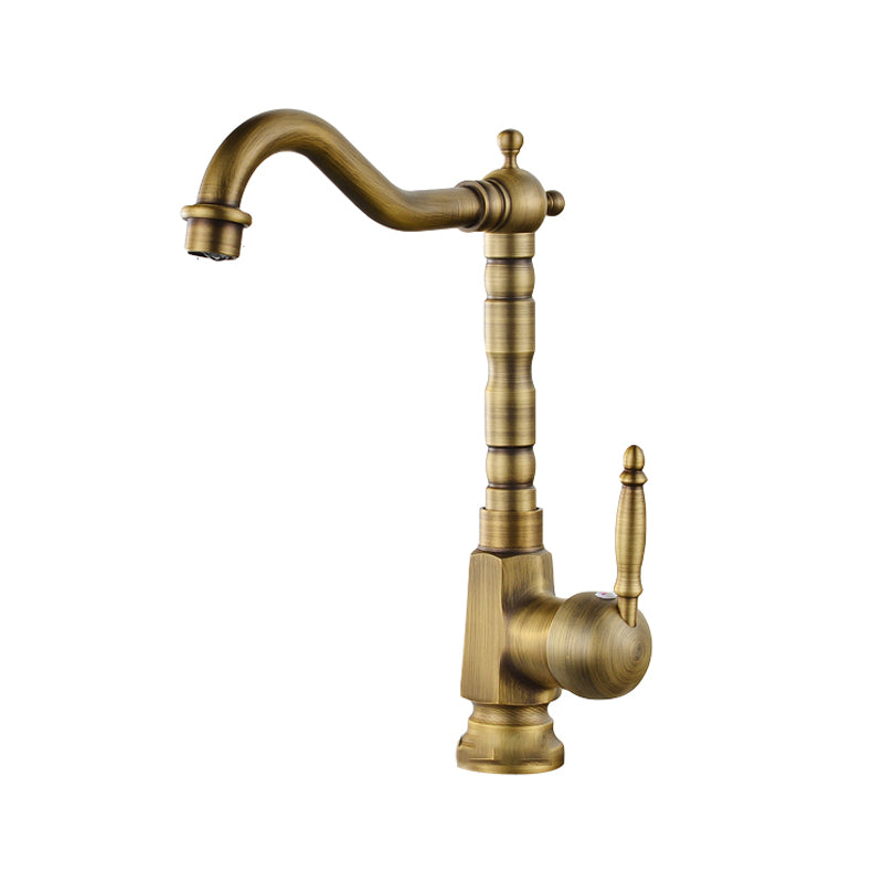 Traditional Bar Faucet with Brass Sprayer 1-Handle Kitchen Faucet Brass 11.4" Clearhalo 'Home Improvement' 'home_improvement' 'home_improvement_kitchen_faucets' 'Kitchen Faucets' 'Kitchen Remodel & Kitchen Fixtures' 'Kitchen Sinks & Faucet Components' 'kitchen_faucets' 6558193