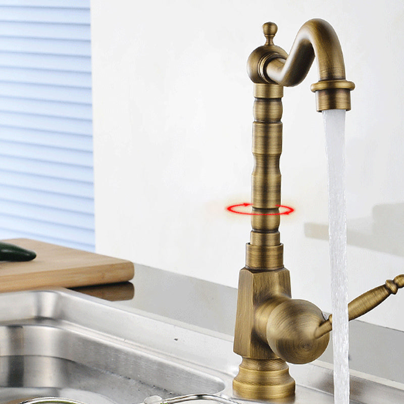 Traditional Bar Faucet with Brass Sprayer 1-Handle Kitchen Faucet Clearhalo 'Home Improvement' 'home_improvement' 'home_improvement_kitchen_faucets' 'Kitchen Faucets' 'Kitchen Remodel & Kitchen Fixtures' 'Kitchen Sinks & Faucet Components' 'kitchen_faucets' 6558198