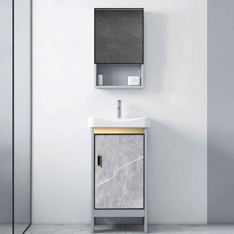 Freestanding Aluminium Bathroom Sink Vanity Gray with Faucet Bathroom Vanity Cabinet Clearhalo 'Bathroom Remodel & Bathroom Fixtures' 'Bathroom Vanities' 'bathroom_vanities' 'Home Improvement' 'home_improvement' 'home_improvement_bathroom_vanities' 6558781