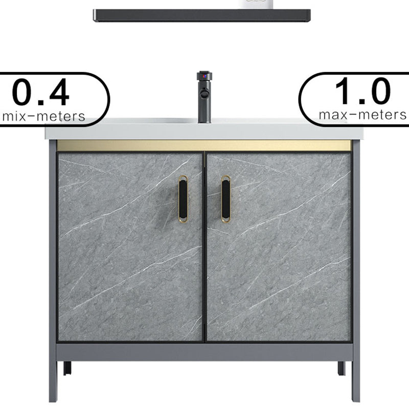 Freestanding Aluminium Bathroom Sink Vanity Gray with Faucet Bathroom Vanity Cabinet Clearhalo 'Bathroom Remodel & Bathroom Fixtures' 'Bathroom Vanities' 'bathroom_vanities' 'Home Improvement' 'home_improvement' 'home_improvement_bathroom_vanities' 6558788