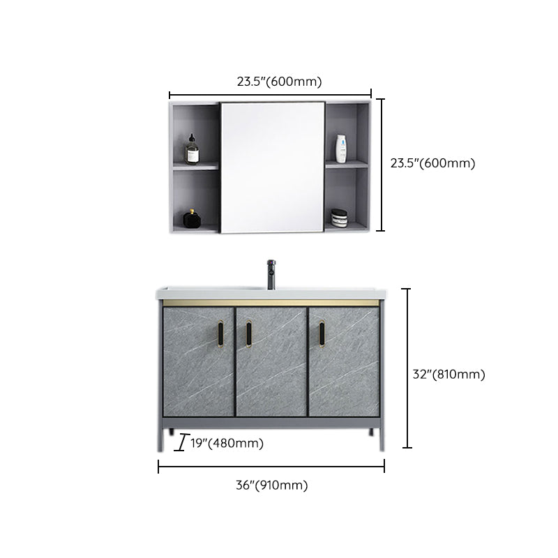 Freestanding Aluminium Bathroom Sink Vanity Gray with Faucet Bathroom Vanity Cabinet Clearhalo 'Bathroom Remodel & Bathroom Fixtures' 'Bathroom Vanities' 'bathroom_vanities' 'Home Improvement' 'home_improvement' 'home_improvement_bathroom_vanities' 6558807