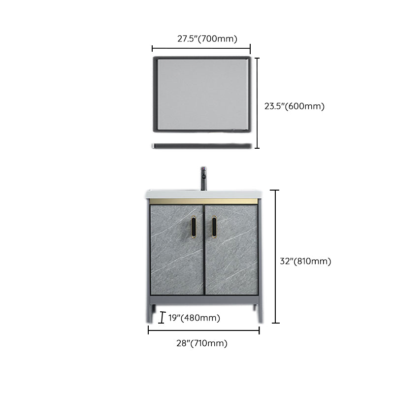 Freestanding Aluminium Bathroom Sink Vanity Gray with Faucet Bathroom Vanity Cabinet Clearhalo 'Bathroom Remodel & Bathroom Fixtures' 'Bathroom Vanities' 'bathroom_vanities' 'Home Improvement' 'home_improvement' 'home_improvement_bathroom_vanities' 6558812