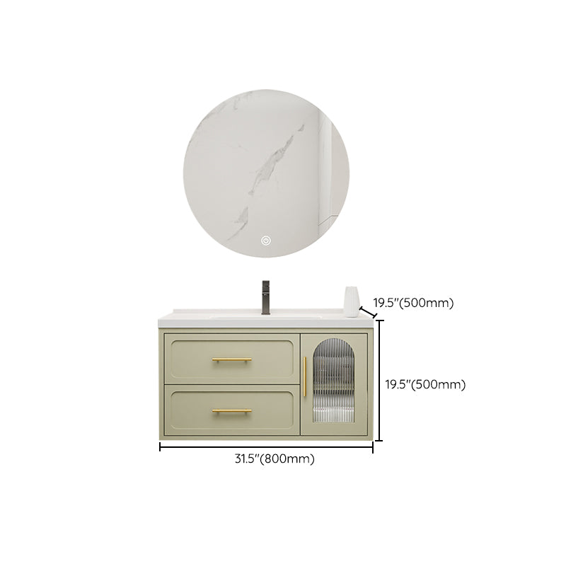 Bathroom Vanity Set Single-Sink Wall Mount Drawers Mirror Included Sink Vanity Clearhalo 'Bathroom Remodel & Bathroom Fixtures' 'Bathroom Vanities' 'bathroom_vanities' 'Home Improvement' 'home_improvement' 'home_improvement_bathroom_vanities' 6558877