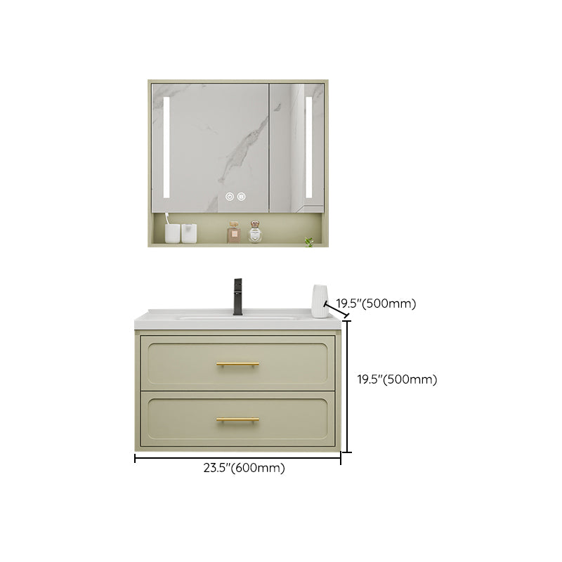 Bathroom Vanity Set Single-Sink Wall Mount Drawers Mirror Included Sink Vanity Clearhalo 'Bathroom Remodel & Bathroom Fixtures' 'Bathroom Vanities' 'bathroom_vanities' 'Home Improvement' 'home_improvement' 'home_improvement_bathroom_vanities' 6558882