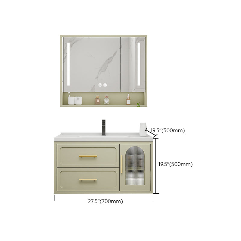 Bathroom Vanity Set Single-Sink Wall Mount Drawers Mirror Included Sink Vanity Clearhalo 'Bathroom Remodel & Bathroom Fixtures' 'Bathroom Vanities' 'bathroom_vanities' 'Home Improvement' 'home_improvement' 'home_improvement_bathroom_vanities' 6558883