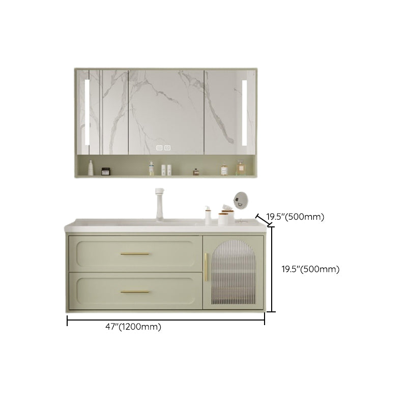 Bathroom Vanity Set Single-Sink Wall Mount Drawers Mirror Included Sink Vanity Clearhalo 'Bathroom Remodel & Bathroom Fixtures' 'Bathroom Vanities' 'bathroom_vanities' 'Home Improvement' 'home_improvement' 'home_improvement_bathroom_vanities' 6558888