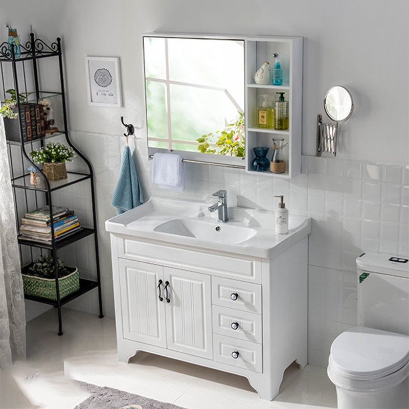 Modern Bathroom Vanity Set Wooden Freestanding Bathroom Vanity Set Vanity & Faucet & Mirror Cabinet Clearhalo 'Bathroom Remodel & Bathroom Fixtures' 'Bathroom Vanities' 'bathroom_vanities' 'Home Improvement' 'home_improvement' 'home_improvement_bathroom_vanities' 6558900