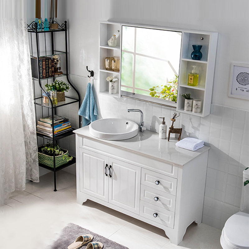 Modern Bathroom Vanity Set Wooden Freestanding Bathroom Vanity Set Vanity & Faucet & Mirror Cabinet Clearhalo 'Bathroom Remodel & Bathroom Fixtures' 'Bathroom Vanities' 'bathroom_vanities' 'Home Improvement' 'home_improvement' 'home_improvement_bathroom_vanities' 6558904