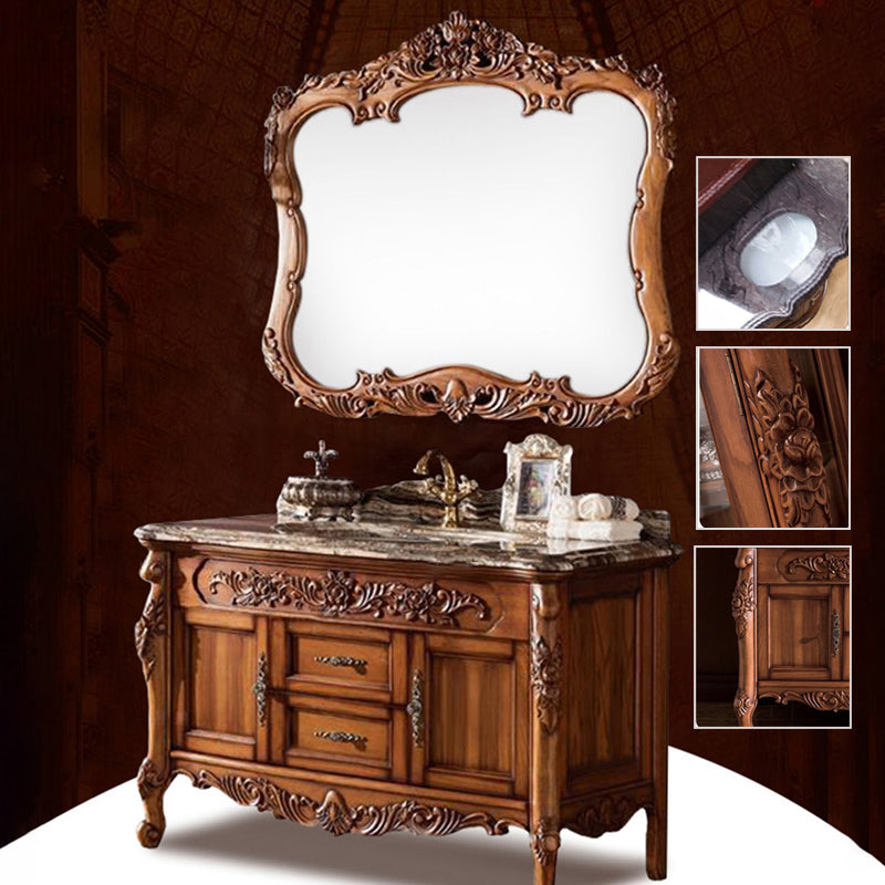 Freestanding Bathroom Vanity Set 2 Doors Single Sink Glam Drawers Vanity with Mirror Clearhalo 'Bathroom Remodel & Bathroom Fixtures' 'Bathroom Vanities' 'bathroom_vanities' 'Home Improvement' 'home_improvement' 'home_improvement_bathroom_vanities' 6558962