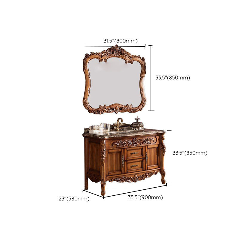 Freestanding Bathroom Vanity Set 2 Doors Single Sink Glam Drawers Vanity with Mirror Clearhalo 'Bathroom Remodel & Bathroom Fixtures' 'Bathroom Vanities' 'bathroom_vanities' 'Home Improvement' 'home_improvement' 'home_improvement_bathroom_vanities' 6558973