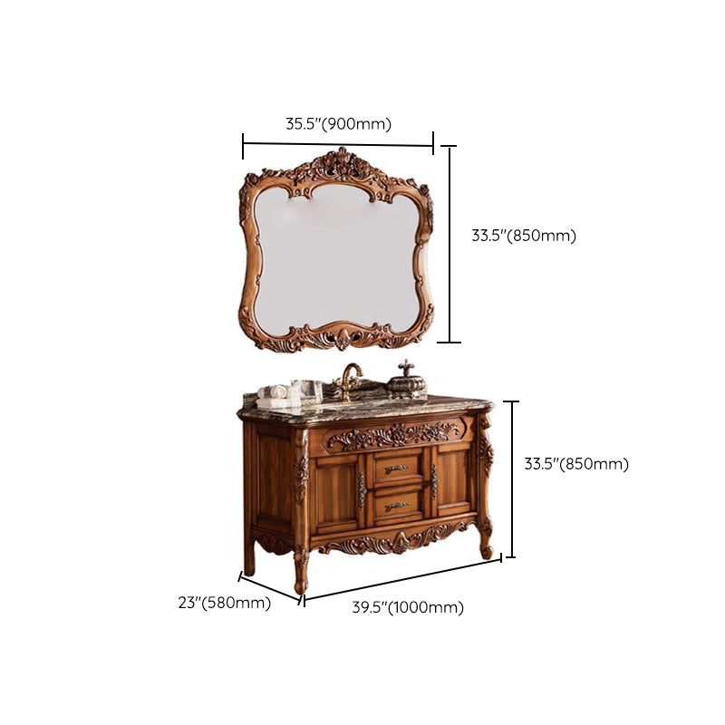 Freestanding Bathroom Vanity Set 2 Doors Single Sink Glam Drawers Vanity with Mirror Clearhalo 'Bathroom Remodel & Bathroom Fixtures' 'Bathroom Vanities' 'bathroom_vanities' 'Home Improvement' 'home_improvement' 'home_improvement_bathroom_vanities' 6558974