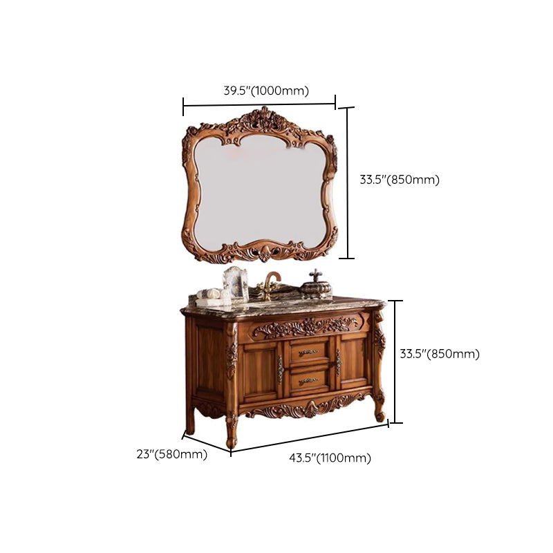 Freestanding Bathroom Vanity Set 2 Doors Single Sink Glam Drawers Vanity with Mirror Clearhalo 'Bathroom Remodel & Bathroom Fixtures' 'Bathroom Vanities' 'bathroom_vanities' 'Home Improvement' 'home_improvement' 'home_improvement_bathroom_vanities' 6558975