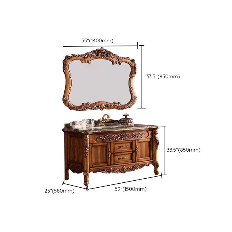 Freestanding Bathroom Vanity Set 2 Doors Single Sink Glam Drawers Vanity with Mirror Clearhalo 'Bathroom Remodel & Bathroom Fixtures' 'Bathroom Vanities' 'bathroom_vanities' 'Home Improvement' 'home_improvement' 'home_improvement_bathroom_vanities' 6558979