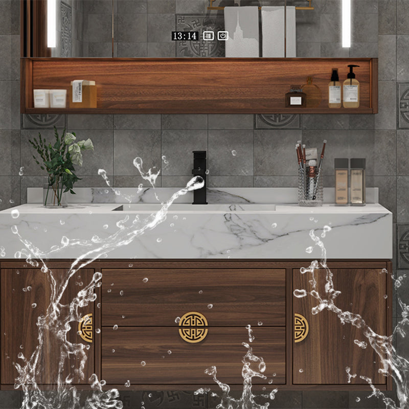 Wood Frame Vanity 2 Drawers Wall Mount Single Sink Rectangle Bathroom Vanity with Mirror Clearhalo 'Bathroom Remodel & Bathroom Fixtures' 'Bathroom Vanities' 'bathroom_vanities' 'Home Improvement' 'home_improvement' 'home_improvement_bathroom_vanities' 6558991