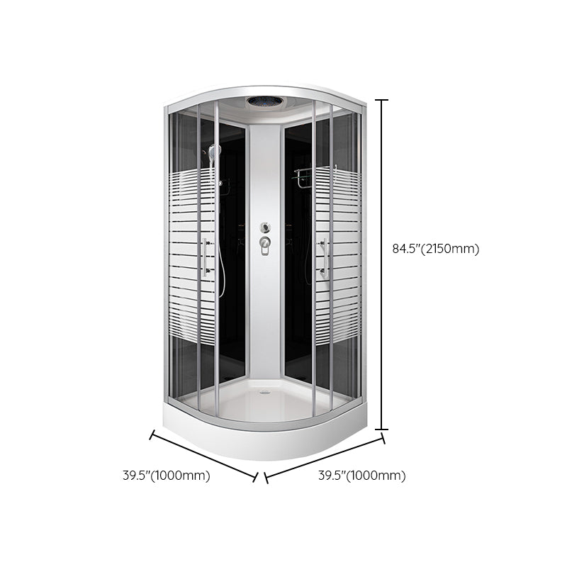 Contemporary Round Shower Stall Double Sliding Frosted Framed Shower Stall with Ceiling Clearhalo 'Bathroom Remodel & Bathroom Fixtures' 'Home Improvement' 'home_improvement' 'home_improvement_shower_stalls_enclosures' 'Shower Stalls & Enclosures' 'shower_stalls_enclosures' 'Showers & Bathtubs' 6559337