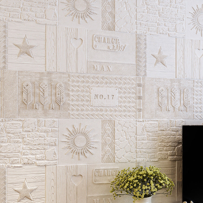 Farmhouse Wall Plank 3D Print Bedroom Living Room Wall Panels Set White 10-Piece Set 3D Embossed Clearhalo 'Flooring 'Home Improvement' 'home_improvement' 'home_improvement_wall_paneling' 'Wall Paneling' 'wall_paneling' 'Walls & Ceilings' Walls and Ceiling' 6559565