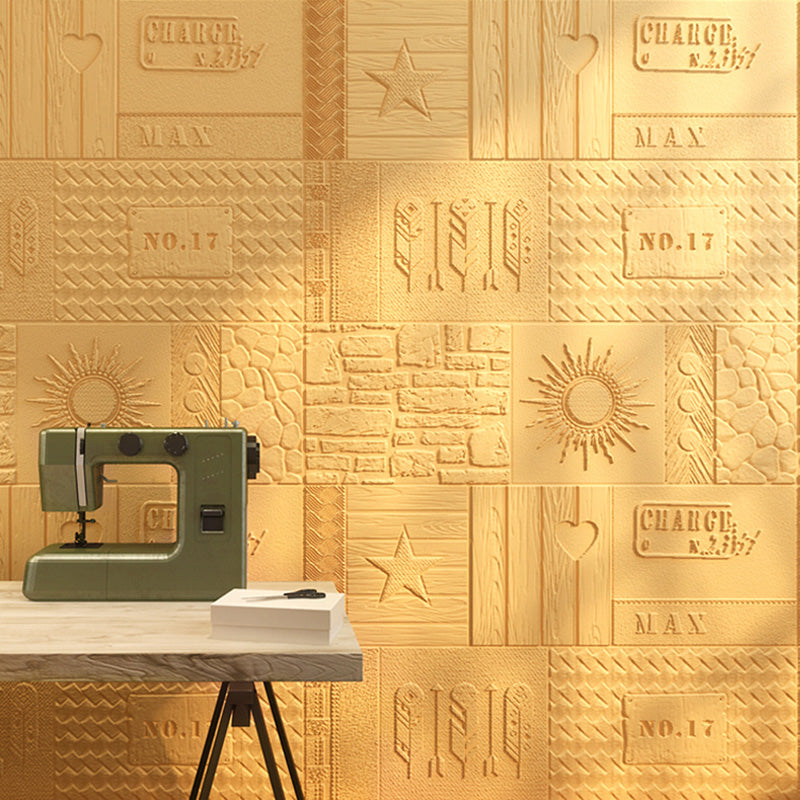Farmhouse Wall Plank 3D Print Bedroom Living Room Wall Panels Set Yellow 10-Piece Set 3D Embossed Clearhalo 'Flooring 'Home Improvement' 'home_improvement' 'home_improvement_wall_paneling' 'Wall Paneling' 'wall_paneling' 'Walls & Ceilings' Walls and Ceiling' 6559568