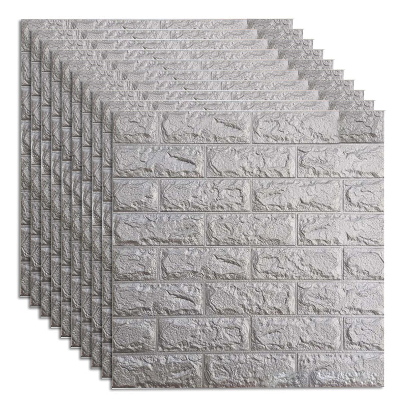 Industrial Wall Plank 3D Print Bedroom Living Room Wall Panels Set of 10 Silver Gray 1'8" x 1'8" Clearhalo 'Flooring 'Home Improvement' 'home_improvement' 'home_improvement_wall_paneling' 'Wall Paneling' 'wall_paneling' 'Walls & Ceilings' Walls and Ceiling' 6559598