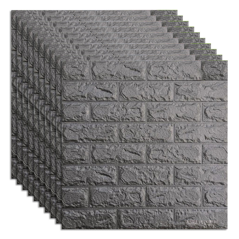 Industrial Wall Plank 3D Print Bedroom Living Room Wall Panels Set of 10 Dark Gray 1'8" x 1'8" Clearhalo 'Flooring 'Home Improvement' 'home_improvement' 'home_improvement_wall_paneling' 'Wall Paneling' 'wall_paneling' 'Walls & Ceilings' Walls and Ceiling' 6559599