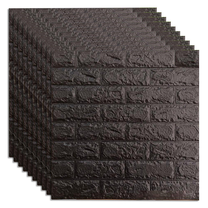 Industrial Wall Plank 3D Print Bedroom Living Room Wall Panels Set of 10 Black 1'8" x 1'8" Clearhalo 'Flooring 'Home Improvement' 'home_improvement' 'home_improvement_wall_paneling' 'Wall Paneling' 'wall_paneling' 'Walls & Ceilings' Walls and Ceiling' 6559601