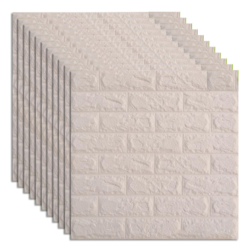 Industrial Wall Plank 3D Print Bedroom Living Room Wall Panels Set of 10 White 1'8" x 1'8" Clearhalo 'Flooring 'Home Improvement' 'home_improvement' 'home_improvement_wall_paneling' 'Wall Paneling' 'wall_paneling' 'Walls & Ceilings' Walls and Ceiling' 6559606