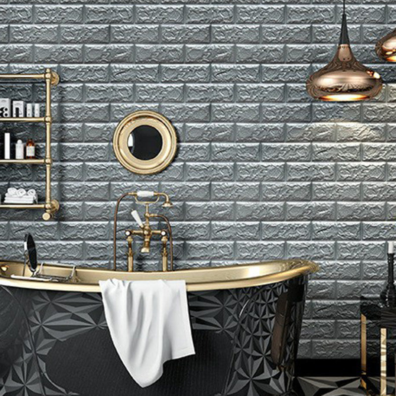 Industrial Wall Plank 3D Print Bedroom Living Room Wall Panels Set of 10 Silver Gray 1'8" x 1'8" 100-Piece Set Clearhalo 'Flooring 'Home Improvement' 'home_improvement' 'home_improvement_wall_paneling' 'Wall Paneling' 'wall_paneling' 'Walls & Ceilings' Walls and Ceiling' 6559615