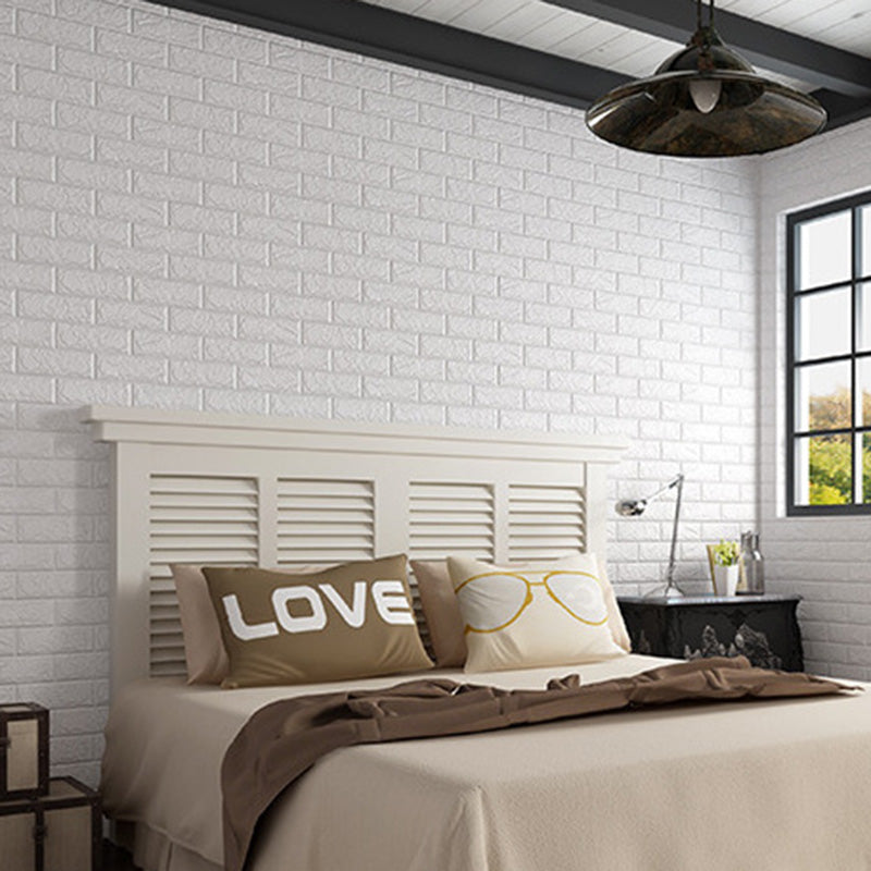 Industrial Wall Plank 3D Print Bedroom Living Room Wall Panels Set of 10 White 1'8" x 1'8" 100-Piece Set Clearhalo 'Flooring 'Home Improvement' 'home_improvement' 'home_improvement_wall_paneling' 'Wall Paneling' 'wall_paneling' 'Walls & Ceilings' Walls and Ceiling' 6559617