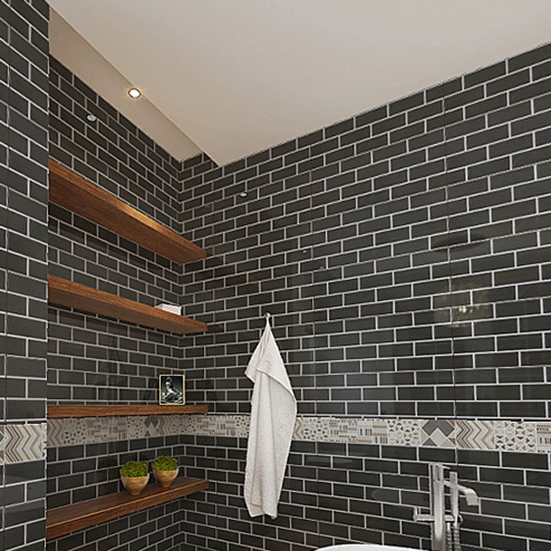 Rectangular Ceramic Matte Singular Tile Plaid Pattern Bathroom Floor Black 72 Pieces Clearhalo 'Floor Tiles & Wall Tiles' 'floor_tiles_wall_tiles' 'Flooring 'Home Improvement' 'home_improvement' 'home_improvement_floor_tiles_wall_tiles' Walls and Ceiling' 6559717